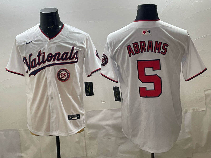 Men 2026 Washington Nationals #5 Abrams white Nike jersey 04080012